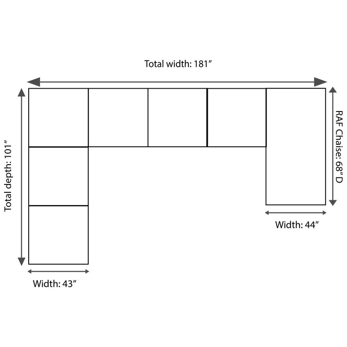 2477 Large 3 PC Sectional in Glacier Gray Sectional