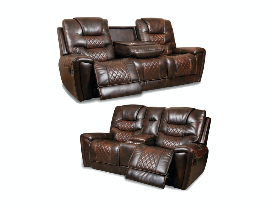 98701 Sofa & Loveseat Set: Brown & Tobacco