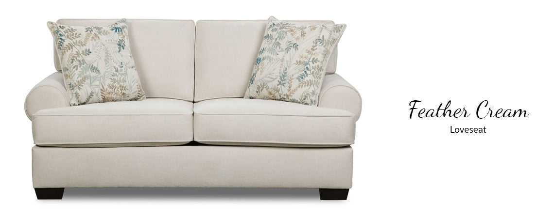 1421 Sofa (90") and Love in Feather Cream