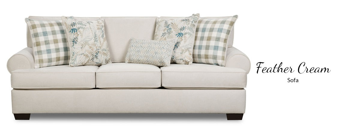 1421 Sofa (90") and Love in Feather Cream