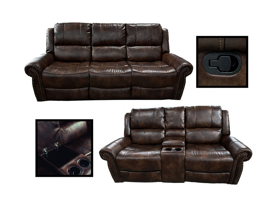 5293 Sofa & Loveseat Set: Walnut