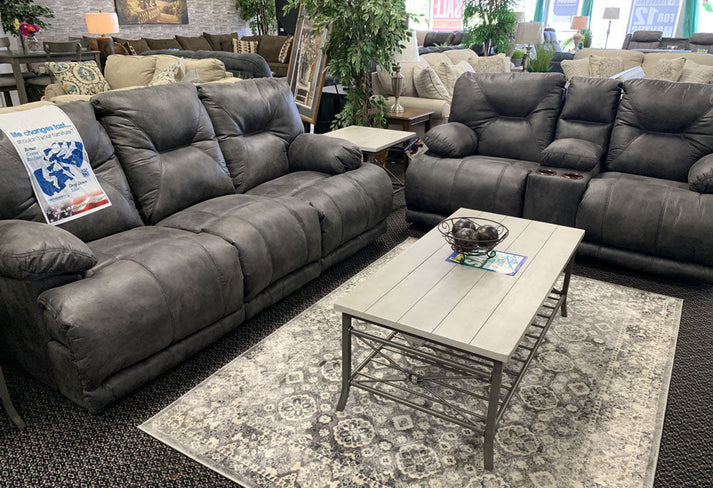 4384 Triple Reclining Sofa w/ DDT & Console Love in Slate