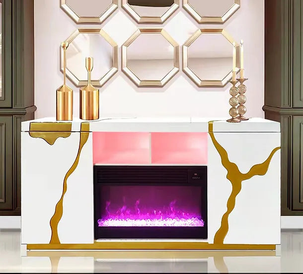 Marble Style Bluetooth Fireplace