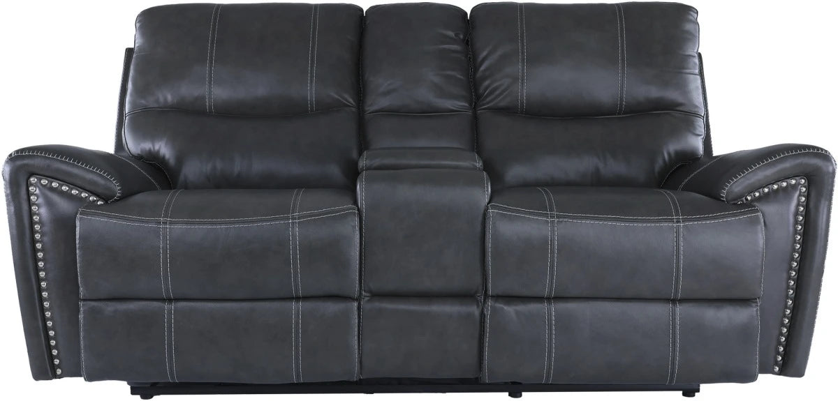 1552  Charcoal Leather Power seat/ Power Headrest Living Room Set