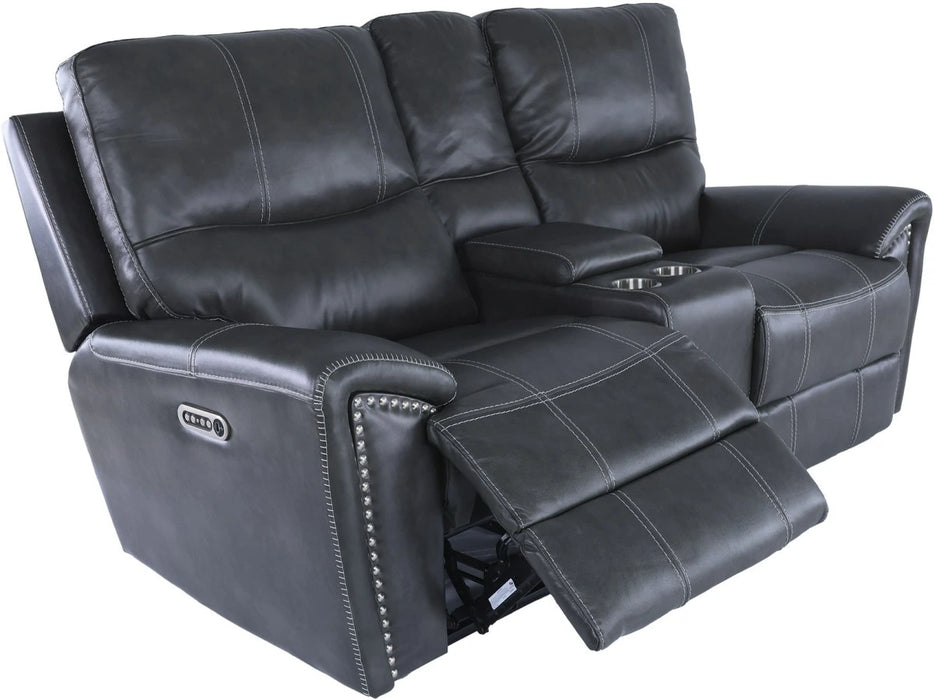 1552  Charcoal Leather Power seat/ Power Headrest Living Room Set