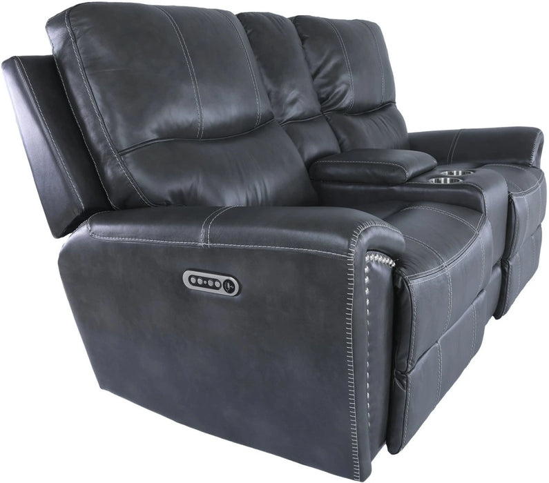 1552  Charcoal Leather Power seat/ Power Headrest Living Room Set