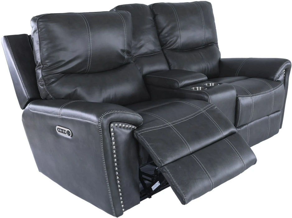 1552  Charcoal Leather Power seat/ Power Headrest Living Room Set