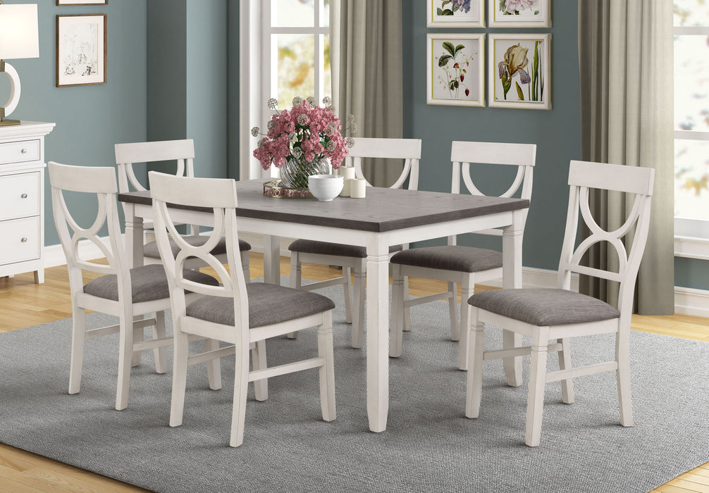 8615 White/Grey Dinette Set With 6 Side Chairs