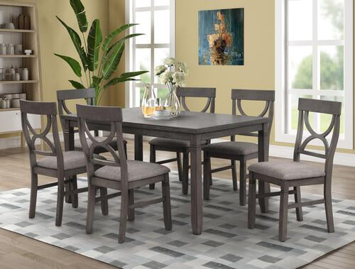 8615 White/Grey Dinette Set With 6 Side Chairs