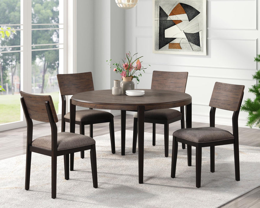 8661 Black/Brown Round Dining Set W/ 4 Chairs