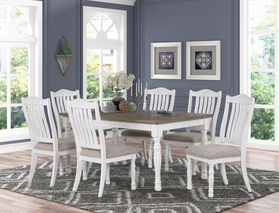 9607  2-Tone Dark Brown & White Table With 6 Chairs