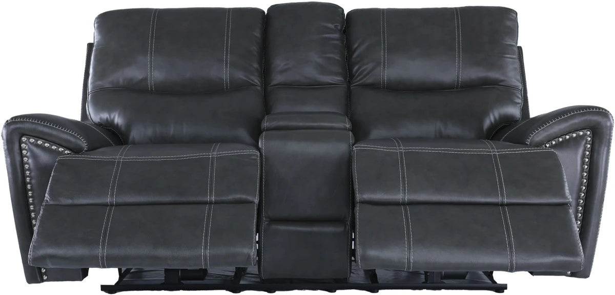 1552  Charcoal Leather Power seat/ Power Headrest Living Room Set