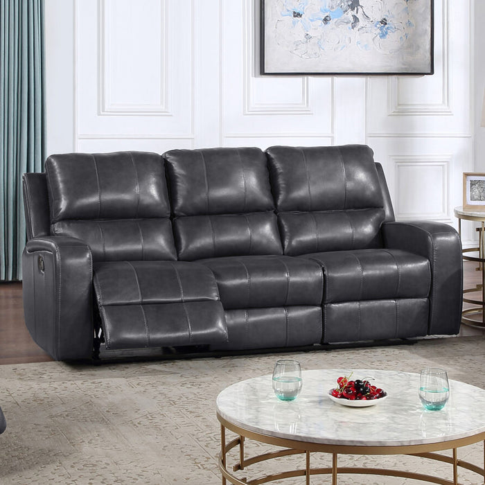 1721 Linton Leather Motion Grey Livingroom Set