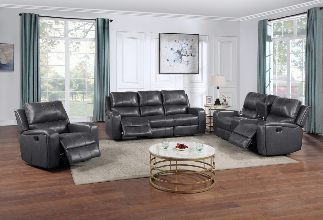 1721 Linton Leather Motion Grey Livingroom Set