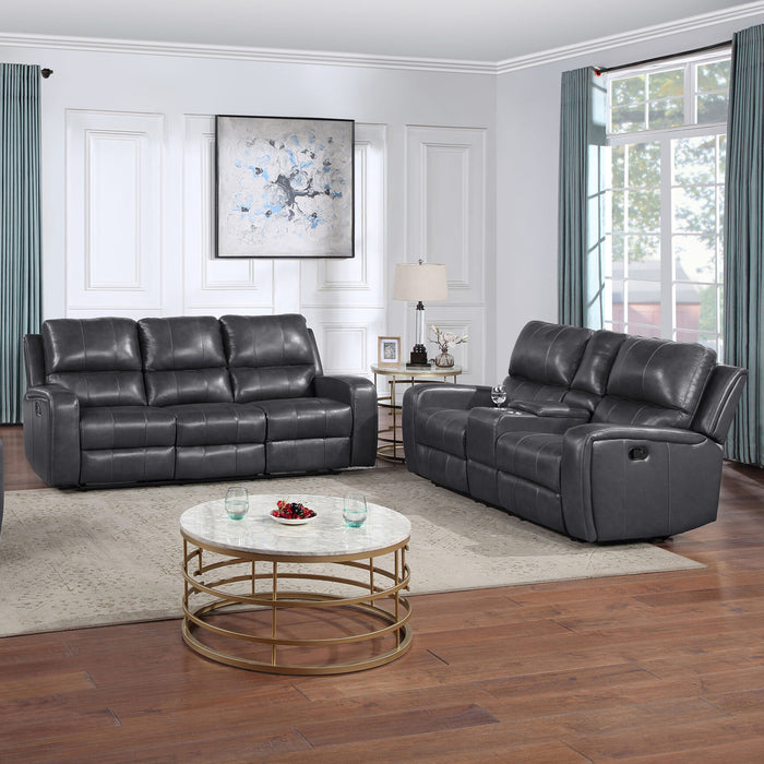 1721 Linton Leather Motion Grey Livingroom Set