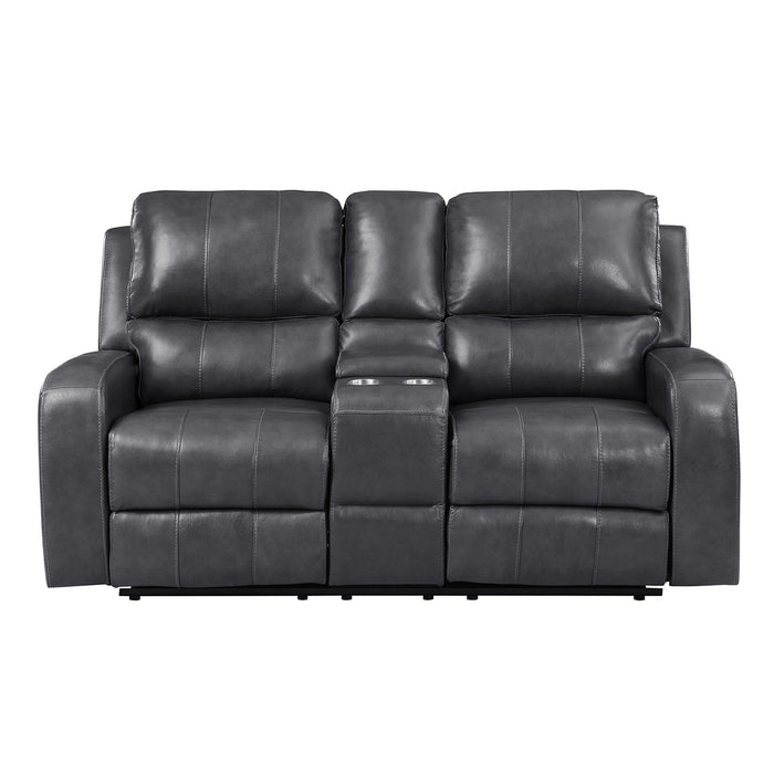 1721 Linton Leather Motion Grey Livingroom Set