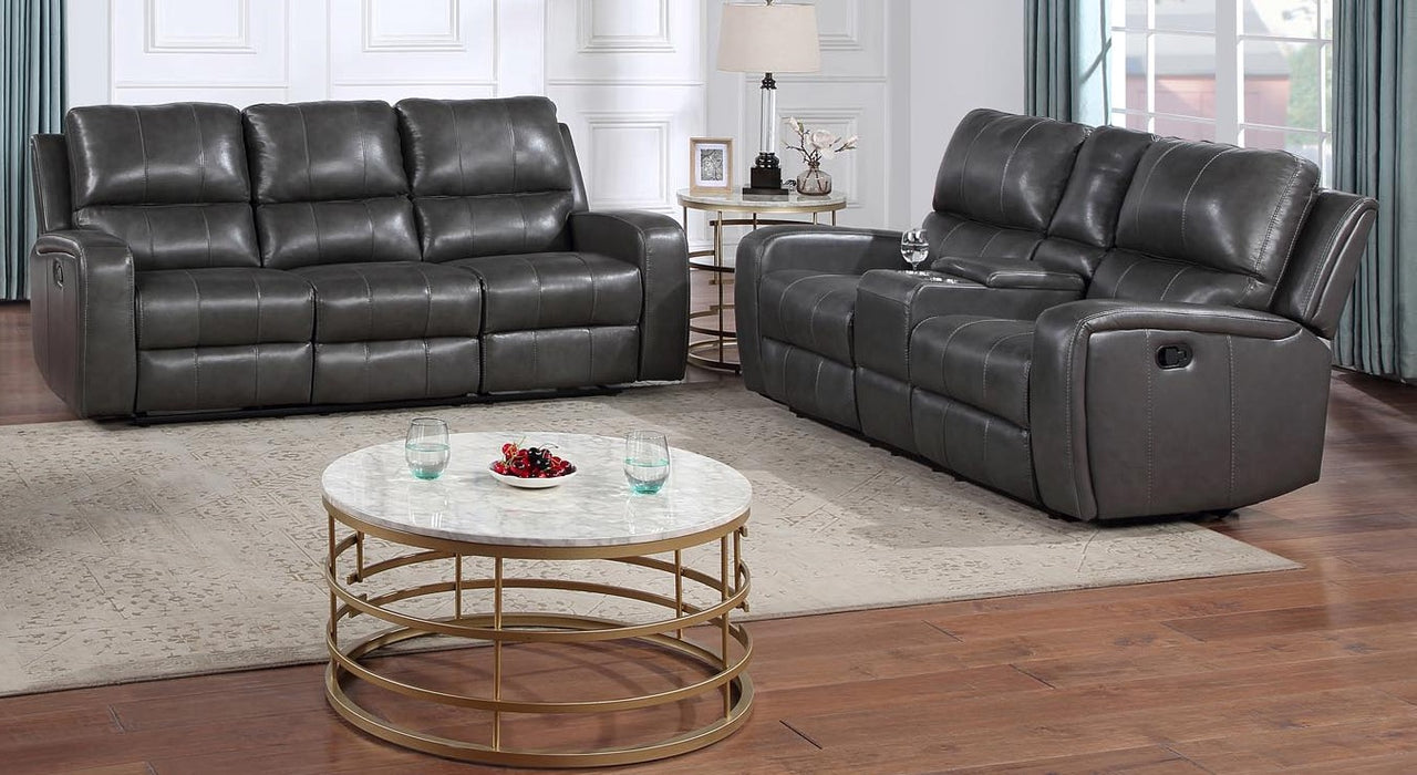 1721 Linton Leather Motion Grey Livingroom Set