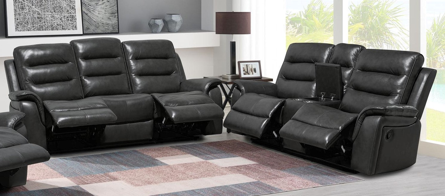 81533 Alpine Charcoal Leather Living Room Set