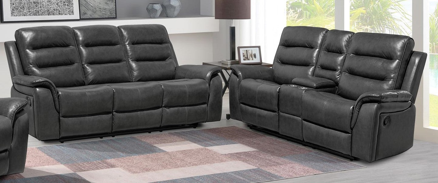 81533 Alpine Charcoal Leather Living Room Set