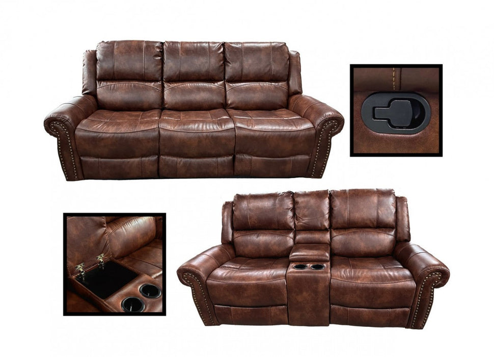 RR5293 Sofa & Loveseat Set: Walnut